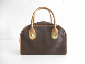 美品 エムシーエム MCM ヴィセトス ミニボストンバッグ ハンドバッグ ナイロン レザー 02104 ブラウン レディース