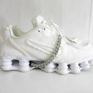 中古 ナイキ NIKE ｘ コムデギャルソン 19SS スニーカー W SHOX ロゴ チェーン シューズ CJ0546-100 28cm 白 ホワイの画像3