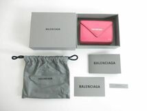 中古 バレンシアガ BALENCIAGA ペーパー ミニ ウォレット 二つ折り財布 レザー 391446・5503・X・584046 ピンク レデ_画像1