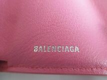 中古 バレンシアガ BALENCIAGA ペーパー ミニ ウォレット 二つ折り財布 レザー 391446・5503・X・584046 ピンク レデ_画像8