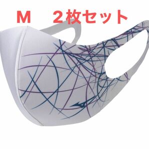 正規品【ライン柄ホワイトMサイズ】ミズノ マスク 【新品・未開封】 マウスカバー 2枚セット　男女兼用/ユニセックス