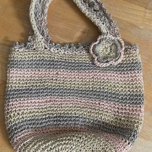 アフタヌーンティー目立たない場所に汚れ有ります!天然素材編みバッグ