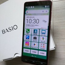 はじめてスマホ　 BASIO4　ワインレッド　年輩の方には最適　 KYV47　 simフリー　 かんたんスマホ2同等品　UQ（au）_画像1