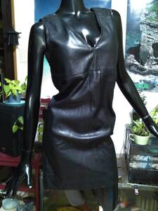 Y /. woman .. san adult woman purveyor EMODA sexy soft stretch imitation leather fake leather dress 