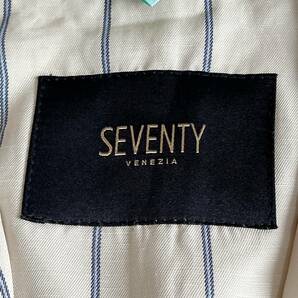 ③ SEVENTY VENEZIA セブンティ ヴェネツィア 麻 リネン ストライプ スプリングコート ロングジャケット 大きいサイズ42の画像8