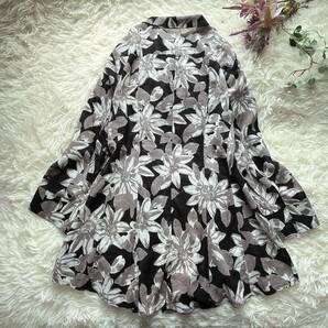 ② 日本製 ラピーヌ LAPINE BLANCHE 総柄 花柄 襟 シャツ チュニック オーバー 大きいサイズ 40の画像5