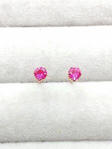 合成ルビー　ピアス　3mm　ステンレス