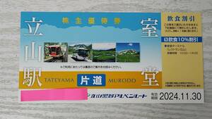 立山黒部アルペンルート 立山駅-室堂 株主優待券 1枚 片道・飲食割引 期限2024.11.30