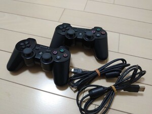  prompt decision * free shipping *PS3* genuine products * controller * black *USB cable attached *2 piece set 