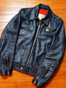 ＠　Lewis Leathers ルイスレザー シングル ライダース ジャケット 551 ドミネーター タイトフィット TF カウハイド レザー ダークブルー