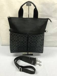 COACH コーチ シグネチャー 2WAY ショルダーバッグ F54774 ハンドバッグ ブラック系 斜め掛け ボディーバッグ メンズ ファッション 趣味 