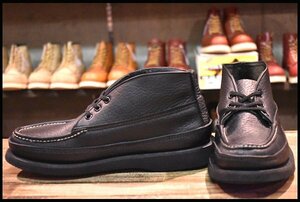 [8.5E beautiful goods ]RUSSELL MOCCASIN Russel Moccasin sport ngkre- chukka black black wrinkle leather double moccasin boots HOPESMORE