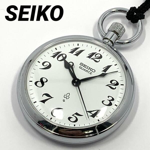 170 SEIKO セイコー メンズ 懐中時計 鉄道時計 ３針 諏訪工場 1980年代 新品電池交換済 クオーツ式 人気 希少 7550-0010