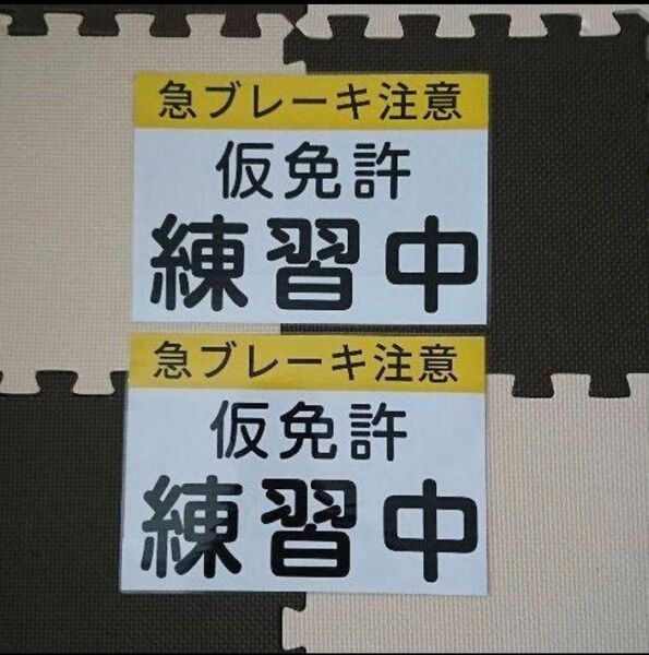 仮免許練習中　標識　マグネットタイプ2枚組