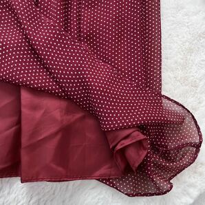 【クリーニング済】マーガレットハウエル MARGARET HOWELL シルク ドット柄スカート プリーツスカート ウエストゴム スカート ロング A5251の画像4