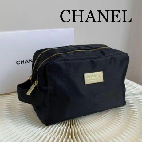 新品　CHANEL シャネル　ノベルティ　ダブルファスナー　ポーチ 大容量　ブラック　5