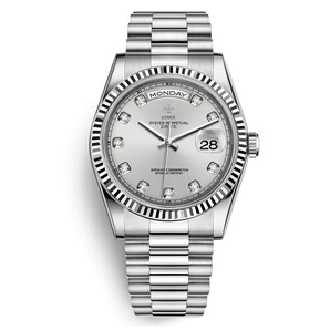 【送料無料】LGXIGE デイデイトスタイル シルバーホワイト ハイエンド ロレックス系オマージュ ウォッチ 腕時計 高級 メンズ サファイアの画像1