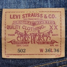 即決★Levi's★メンズW36≒90㎝ リーバイス502XX ビンテージ復刻ジーンズ 希少 濃紺 赤耳 BIGE セルビッチ ダメージ加工 ジーンズ 日本製_画像2