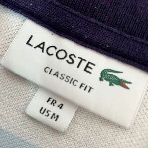 ●美品【夏の定番】LACOSTE ラコステ 麻混 リネンコットン ボーダー柄 鹿の子 半袖 ポロシャツ/ネイビー/サイズFR4(M)/メンズ/定価15,400 の画像3