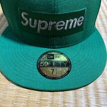 Supreme x NEW ERA コラボ 刺繍 box logo キャップ 59.6cm グリーン レア 帽子 ニューエラ ボックスロゴ_画像5