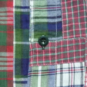 whiz limited 半袖 チェック パッチワーク シャツ サイズXLの画像3