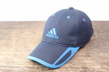 adidas アディダス キャップ フリーサイズ 57～5９cm ブルー ポリエステル 帽子 メンズ レディース ZA730_画像1