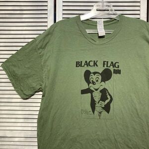 1スタ 最落無し AEHQ ブラックフラッグ BLACKFLAG ミッキー バンド Tシャツ 緑 90s 00s Y2K VINTAGE ビンテージ 古着 卸 転売