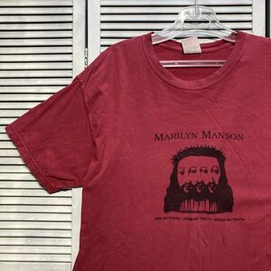 1スタ 最落無し AENQ マリリンマンソン MARILYN MANSON バンド Tシャツ 赤 90s 00s Y2K VINTAGE ビンテージ 古着 卸 転売