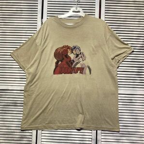 1スタ 最落無し AFTN エヴァンゲリオン フックアップス ピンナップガール アニメ Tシャツ ベージュ 90s 00s Y2K VINTAGE ビンテージ 古着の画像2