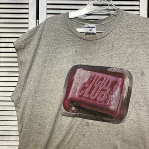 1スタ 最落無し AEHW ファイトクラブ 映画 ノースリーブ ムービー Tシャツ グレー 90s 00s Y2K VINTAGE ビンテージ 古着 卸 転売