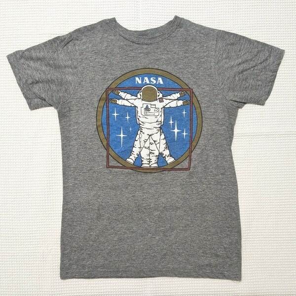 NASA 航空宇宙局 宇宙飛行士 宇宙 プリント Tシャツ カットソー 半袖 メンズ S グレー 古着 ヴィンテージ
