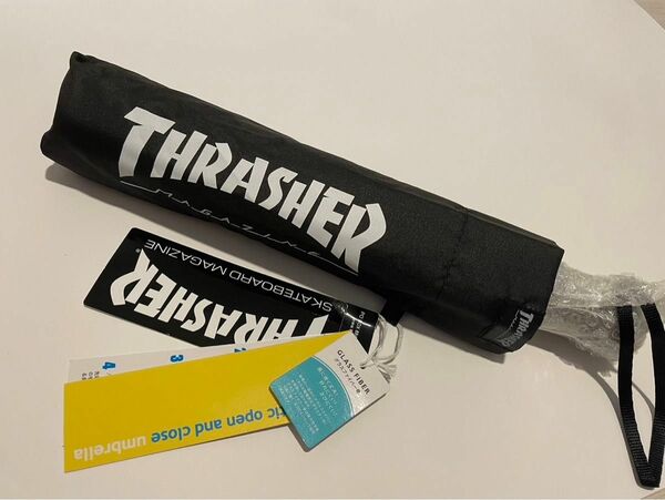 【新品】THRASHER スラッシャー 自動開閉折りたたみ傘ブラック58cm