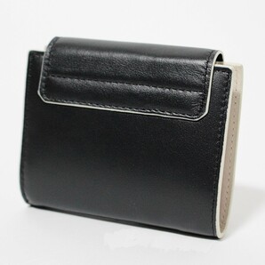 新品 DIESEL ディーゼル メタルDロゴ レザー バイカラー 二つ折り財布 黒 Ｋ3602の画像3