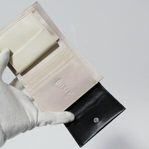 新品 DIESEL ディーゼル メタルDロゴ レザー バイカラー 二つ折り財布 黒 Ｋ3602の画像5