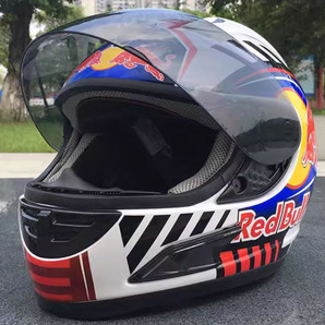 新品 バイク オンロード ヘルメット レッドブルー REDBULL フルフェイスヘルメット インナー丸洗い可  Mサイズの画像2