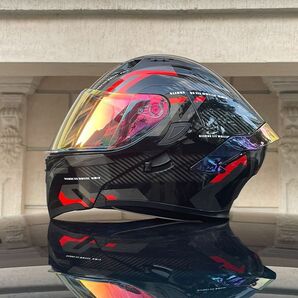 格安 バイク オンロード フルフェイスヘルメット ダブルシールド  インナー丸洗い可能  黒＆赤 M～XXLサイズ選択可 XLの画像3