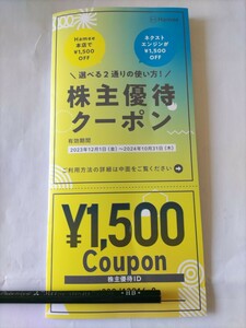 Hamee 株主優待クーポン 　　　　[番号通知のみ ]　　　　　　　有効期限2024年10月31日まで