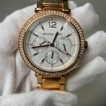 G◎ MICHAEL KORS マイケルコース シルバー文字盤 MK-5781 ストーンベゼル QZ クォーツ レディース 腕時計 電池切れ_画像1