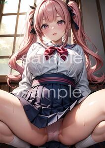 【高画質/A4サイズポスター】オリジナル イラスト アート 女子高生 JK パンチラ 美少女 コスプレ セクシー 高品質 フチなし カワイイ A2451