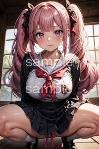 【高画質/A4サイズポスター】オリジナル イラスト アート 女子高生 JK パンチラ 美少女 セクシー 高品質 フチなし カワイイ 11B24294