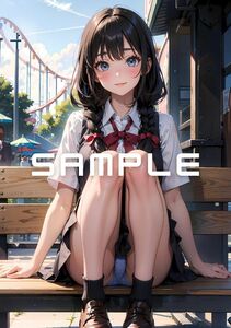 【高画質・純正光沢紙】A4 オリジナルイラスト アートポスター 女子高生 美女 美少女 コスプレ セクシー 高品質 フチなし カワイイ A2413