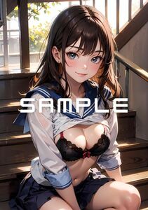 【高画質・純正光沢紙】A4 オリジナルイラスト アートポスター 女子高生 美女 美少女 コスプレ セクシー 高品質 フチなし カワイイ A2422