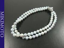 【MIKIMOTO】8.0mm～8.5mm アコヤ真珠 シルバーグレーカラー 2連ネックレス 35cm K14WGクラスプ金具 中央宝石研究所鑑別書付　BJ27_画像1