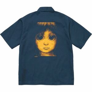 （XL）未使用品 24ss Supreme Margaret Keane Teardrop S/S Work Shirt navyシュプリーム ワークシャツ 半袖シャツ ネイビー XLサイズ