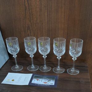 HOYA クリスタル硝子 業務用のステムの長いスマートな ワイングラス5個 リキュールグラス ステムグラス 未使用品 