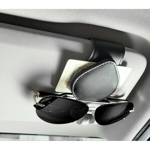 サングラスホルダー 車 車用 サングラスクリップ メガネホルダー 車 サンバイザー用 メガネクリップ カードホルダー革 レザー 44Sの画像3