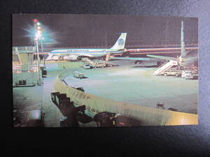 パンナム■B707-300■夜の羽田国際空港■福田芳文堂■Fukuda CARD■昭和■1970's前半■絵葉書