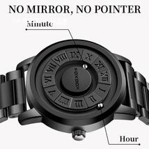 腕時計 メンズ クォーツ 磁石 ミラーレス ローマ数字 お洒落 黒 個性的_画像4