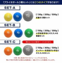 プライオボール 野球 球速アップ トレーニングボール 投手 プアボール サンドボール ウエイトボール Plyoball 150g 300g 500g 3種セット_画像7