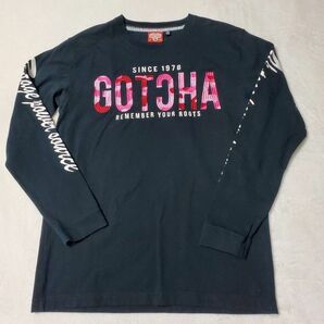 【美品】GOTCHA ガッチャ　長袖　ビッグロゴ　刺繍　ブラック　XLサイズ 長袖Tシャツ ロンT